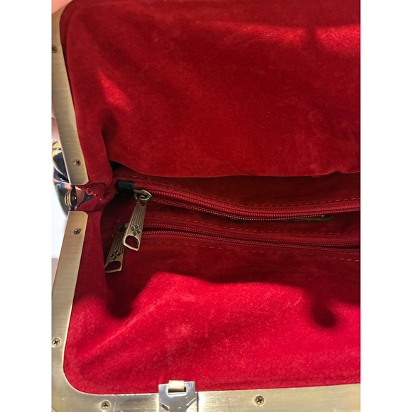 Patricia Nash Tropical Escape Kisslock Satchel Handbag Floral Print Brass Tone - Picture 6 of 10